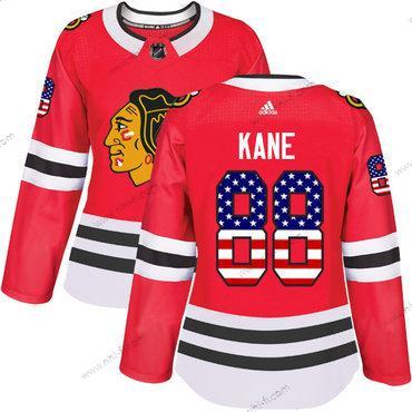 Adidas Chicago Blackhawks #88 Patrick Kane Punainen Kotiottelu Aito USA Flag Ommeltu NHL Paita – Naisten