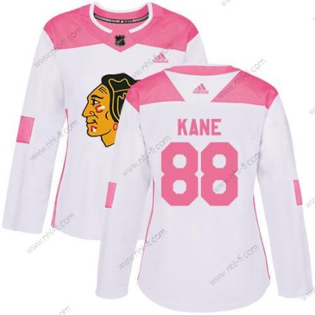 Adidas Chicago Blackhawks #88 Patrick Kane Valkoinen Pinkki Aito Ommeltu NHL Paita – Naisten