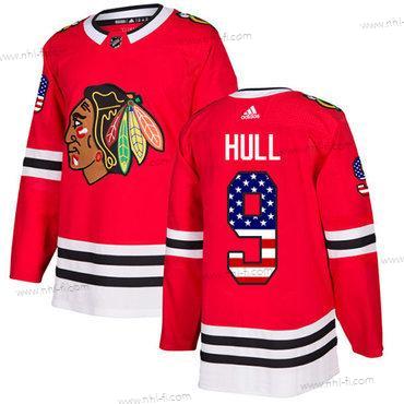 Adidas Chicago Blackhawks #9 Bobby Hull Punainen Kotiottelu Aito USA Flag Ommeltu NHL Paita – Nuoret