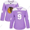 Adidas Chicago Blackhawks #9 Bobby Hull Violetti Aito Taistelee syöpää vastaan Ommeltu NHL Paita – Naisten