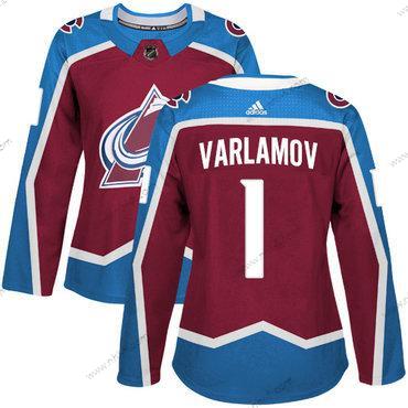 Adidas Colorado Avalanche #1 Semyon Varlamov Kotiottelu Punainen Aito Ommeltu NHL Paita – Naisten