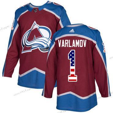 Adidas Colorado Avalanche #1 Semyon Varlamov Kotiottelu Punainen Aito USA Flag Ommeltu NHL Paita – Miesten