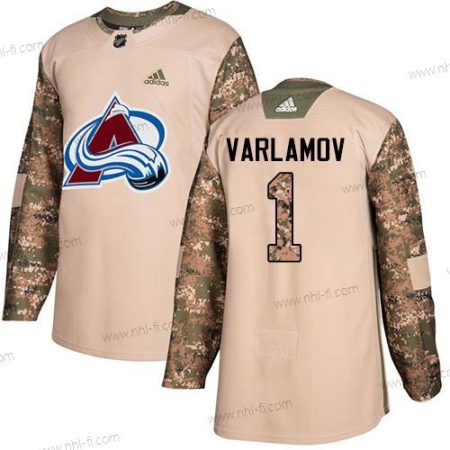 Adidas Colorado Avalanche #1 Semyon Varlamov Maastokuvio Aito 2017 Veterans Day Ommeltu NHL Paita – Miesten