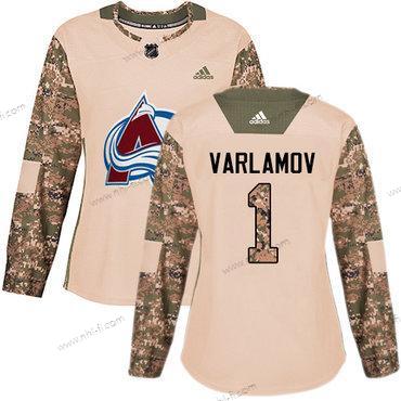 Adidas Colorado Avalanche #1 Semyon Varlamov Maastokuvio Aito 2017 Veterans Day Ommeltu NHL Paita – Naisten