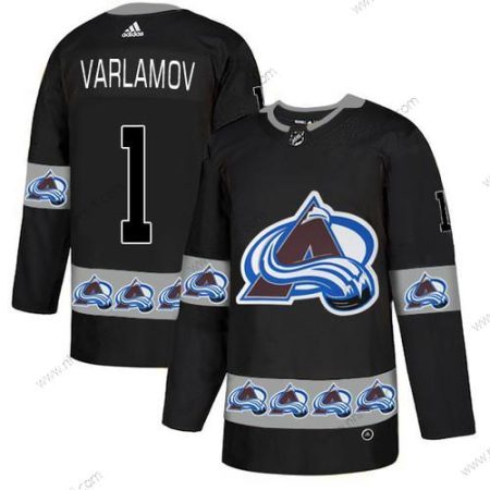 Adidas Colorado Avalanche #1 Semyon Varlamov Musta Maajoukkue Logos Paita – Miesten