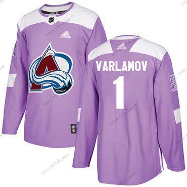 Adidas Colorado Avalanche #1 Semyon Varlamov Violetti Aito Taistelee syöpää vastaan Ommeltu NHL Paita – Miesten