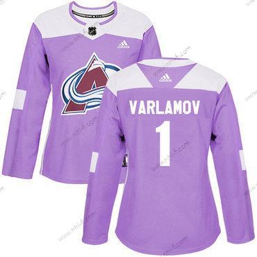 Adidas Colorado Avalanche #1 Semyon Varlamov Violetti Aito Taistelee syöpää vastaan Ommeltu NHL Paita – Naisten