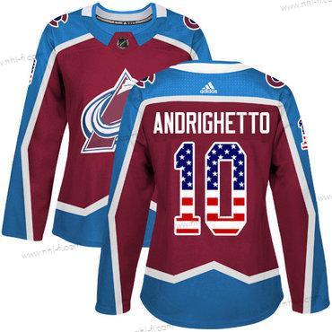 Adidas Colorado Avalanche #10 Sven Andrighetto Kotiottelu Punainen Aito USA Flag Ommeltu NHL Paita – Naisten