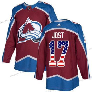 Adidas Colorado Avalanche #17 Tyson Jost Kotiottelu Punainen Aito USA Flag Ommeltu NHL Paita – Miesten