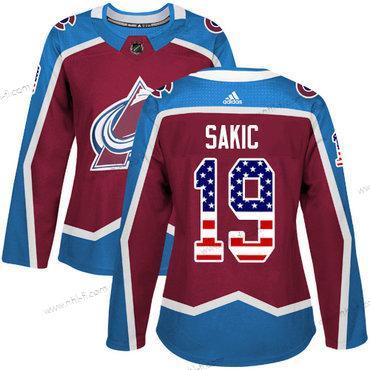 Adidas Colorado Avalanche #19 Joe Sakic Kotiottelu Punainen Aito USA Flag Ommeltu NHL Paita – Naisten