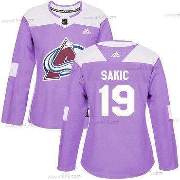 Adidas Colorado Avalanche #19 Joe Sakic Violetti Aito Taistelee syöpää vastaan Ommeltu NHL Paita – Naisten