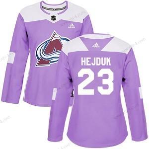 Adidas Colorado Avalanche #23 Milan Hejduk Aito Taistelee syöpää vastaan Harjoitus Violetti Paita – Naisten