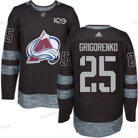 Adidas Colorado Avalanche #25 Mikhail Grigorenko Musta 100th Vuosipäivä Ommeltu NHL 2017 Jääkiekko Paita – Miesten