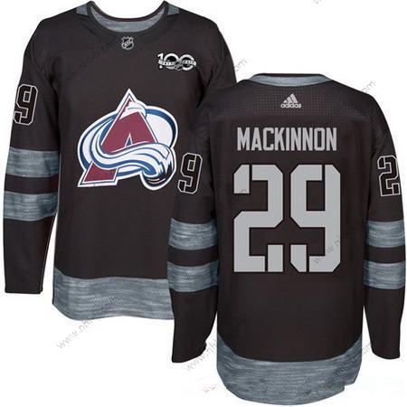 Adidas Colorado Avalanche #29 Nathan Mackinnon Musta 100th Vuosipäivä Ommeltu NHL 2017 Jääkiekko Paita – Miesten