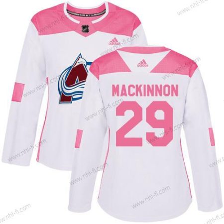 Adidas Colorado Avalanche #29 Nathan Mackinnon Valkoinen Pinkki Aito Ommeltu NHL Paita – Naisten