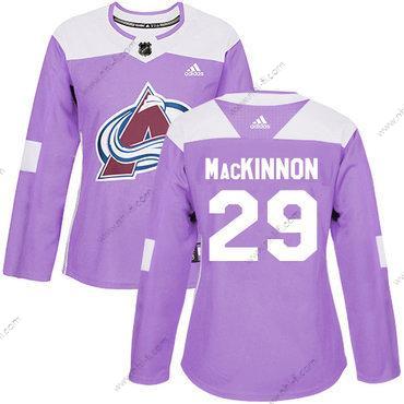 Adidas Colorado Avalanche #29 Nathan Mackinnon Violetti Aito Taistelee syöpää vastaan Ommeltu NHL Paita – Naisten