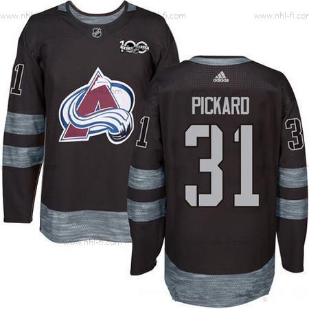 Adidas Colorado Avalanche #31 Calvin Pickard Musta 100th Vuosipäivä Ommeltu NHL 2017 Jääkiekko Paita – Miesten