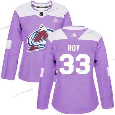 Adidas Colorado Avalanche #33 Patrick Roy Violetti Aito Taistelee syöpää vastaan Ommeltu NHL Paita – Naisten