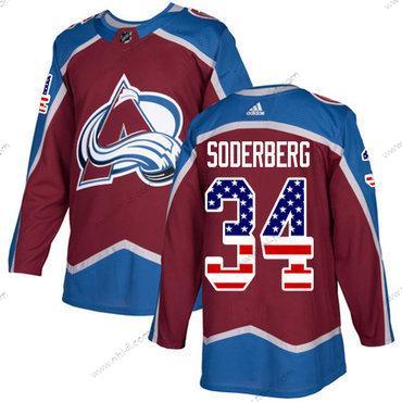 Adidas Colorado Avalanche #34 Carl Soderberg Kotiottelu Punainen Aito USA Flag Ommeltu NHL Paita – Miesten