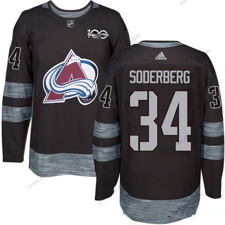 Adidas Colorado Avalanche #34 Carl Soderberg Musta 100th Vuosipäivä Ommeltu NHL 2017 Jääkiekko Paita – Miesten