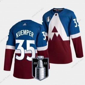 Adidas Colorado Avalanche ##35 Darcy Kuemper Sininen 2022 Stanley Cup Final Patch Ommeltu NHL Paita – Miesten