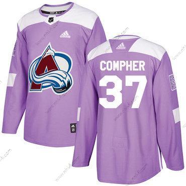 Adidas Colorado Avalanche #37 J.T. Compher Violetti Aito Taistelee syöpää vastaan Ommeltu NHL Paita – Miesten