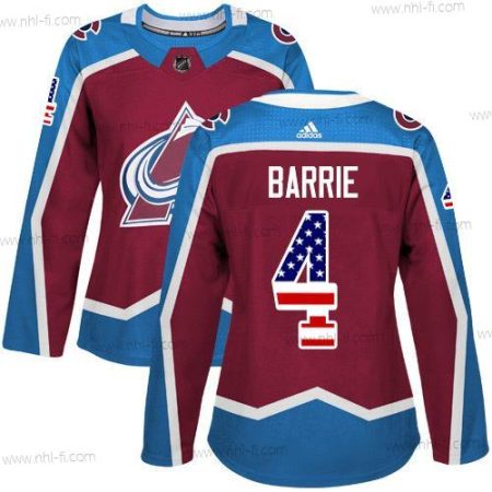 Adidas Colorado Avalanche #4 Tyson Barrie Kotiottelu Punainen Aito USA Flag Ommeltu NHL Paita – Naisten