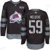 Adidas Colorado Avalanche #59 Nicolas Meloche Musta 100th Vuosipäivä Ommeltu NHL 2017 Jääkiekko Paita – Miesten