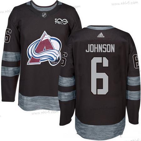 Adidas Colorado Avalanche #6 Erik Johnson Musta 100th Vuosipäivä Ommeltu NHL 2017 Jääkiekko Paita – Miesten