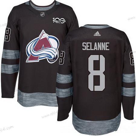 Adidas Colorado Avalanche #8 Teemu Selanne Musta 100th Vuosipäivä Ommeltu NHL 2017 Jääkiekko Paita – Miesten