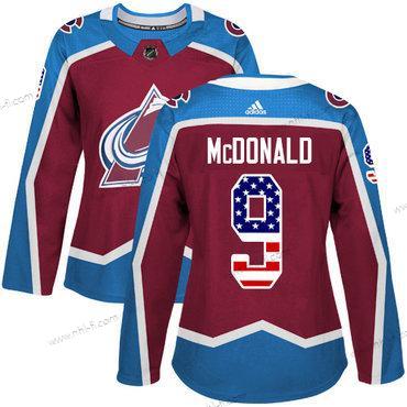 Adidas Colorado Avalanche #9 Lanny Mcdonald Kotiottelu Punainen Aito USA Flag Ommeltu NHL Paita – Naisten