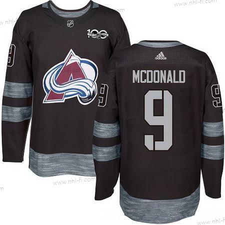 Adidas Colorado Avalanche #9 Lanny Mcdonald Musta 100th Vuosipäivä Ommeltu NHL 2017 Jääkiekko Paita – Miesten