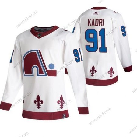 Adidas Colorado Avalanche #91 Nazem Kadri Valkoinen 2020-21 Käänteinen Retro Vaihtopaita NHL Paita – Miesten