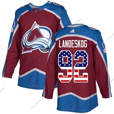 Adidas Colorado Avalanche #92 Gabriel Landeskog Kotiottelu Punainen Aito USA Flag Ommeltu NHL Paita – Miesten