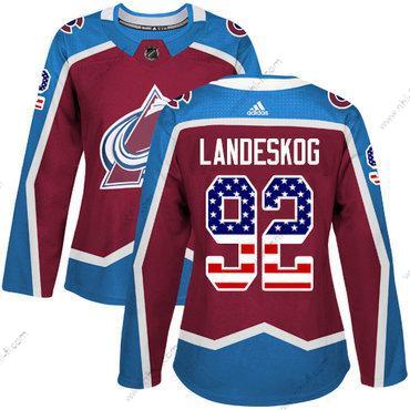 Adidas Colorado Avalanche #92 Gabriel Landeskog Kotiottelu Punainen Aito USA Flag Ommeltu NHL Paita – Naisten