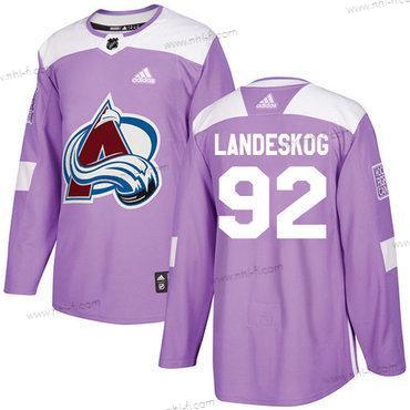 Adidas Colorado Avalanche #92 Gabriel Landeskog Violetti Aito Taistelee syöpää vastaan Ommeltu NHL Paita – Miesten