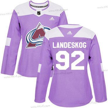 Adidas Colorado Avalanche #92 Gabriel Landeskog Violetti Aito Taistelee syöpää vastaan Ommeltu NHL Paita – Naisten