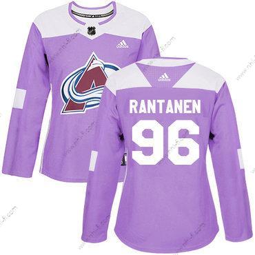 Adidas Colorado Avalanche #96 Mikko Rantanen Violetti Aito Taistelee syöpää vastaan Ommeltu NHL Paita – Naisten