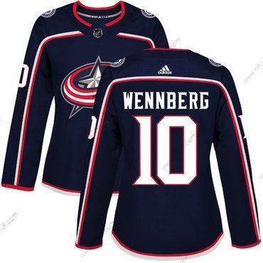 Adidas Columbus Blue Jackets #10 Alexander Wennberg Laivastonsininen Sininen Kotiottelu Aito Ommeltu NHL Paita – Naisten