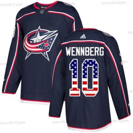 Adidas Columbus Blue Jackets #10 Alexander Wennberg Laivastonsininen Sininen Kotiottelu Aito USA Flag Ommeltu NHL Paita – Miesten