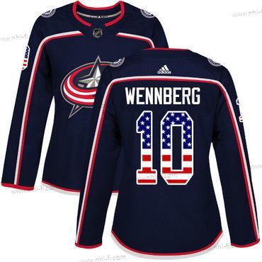 Adidas Columbus Blue Jackets #10 Alexander Wennberg Laivastonsininen Sininen Kotiottelu Aito USA Flag Ommeltu NHL Paita – Naisten