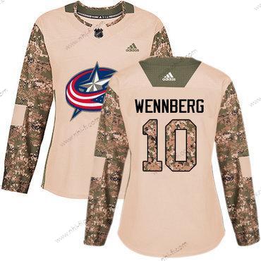 Adidas Columbus Blue Jackets #10 Alexander Wennberg Maastokuvio Aito 2017 Veterans Day Ommeltu NHL Paita – Naisten