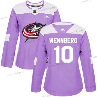 Adidas Columbus Blue Jackets #10 Alexander Wennberg Violetti Aito Taistelee syöpää vastaan Ommeltu NHL Paita – Naisten