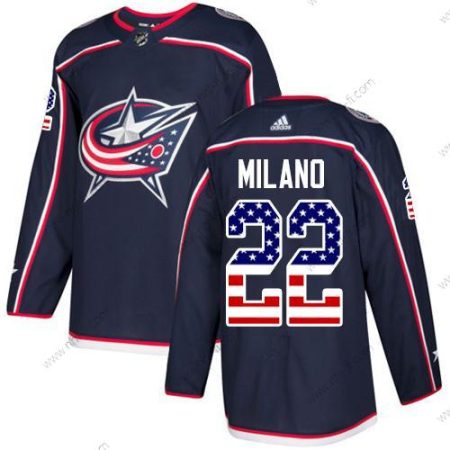 Adidas Columbus Blue Jackets #22 Sonny Milano Laivastonsininen Sininen Kotiottelu Aito USA Flag Ommeltu NHL Paita – Miesten