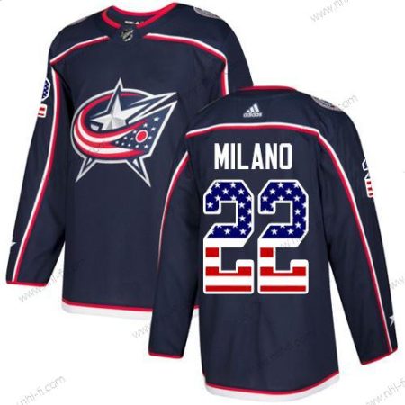 Adidas Columbus Blue Jackets #22 Sonny Milano Laivastonsininen Sininen Kotiottelu Aito USA Flag Ommeltu NHL Paita – Nuoret