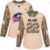 Adidas Columbus Blue Jackets #22 Sonny Milano Maastokuvio Aito 2017 Veterans Day Ommeltu NHL Paita – Naisten