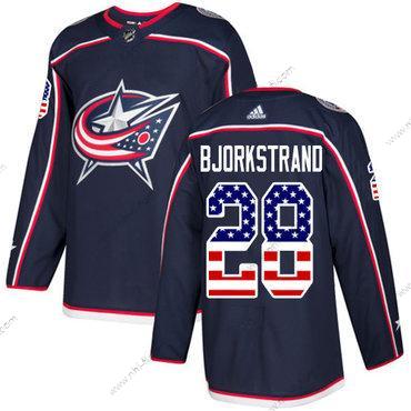 Adidas Columbus Blue Jackets #28 Oliver Bjorkstrand Laivastonsininen Sininen Kotiottelu Aito USA Flag Ommeltu NHL Paita – Miesten