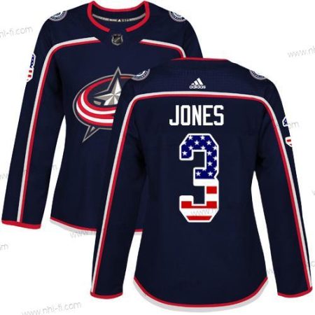 Adidas Columbus Blue Jackets #3 Seth Jones Laivastonsininen Sininen Kotiottelu Aito USA Flag Ommeltu NHL Paita – Naisten