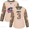 Adidas Columbus Blue Jackets #3 Seth Jones Maastokuvio Aito 2017 Veterans Day Ommeltu NHL Paita – Naisten