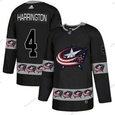 Adidas Columbus Blue Jackets #4 Scott Harrington Musta Maajoukkue Logos Paita – Miesten